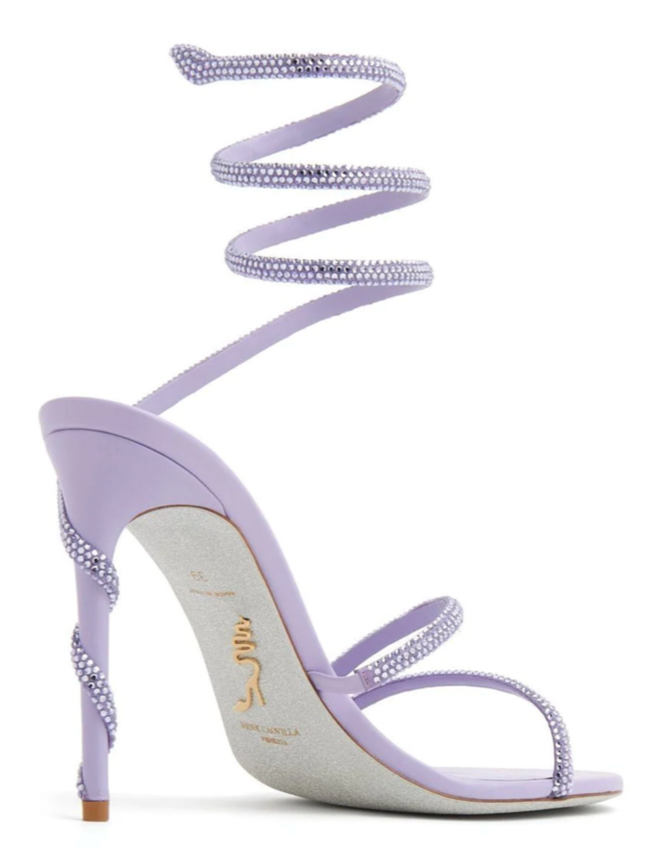 Rene Caovilla Margot Lilac Purple Strass Ankle Wrap Strap Sandal