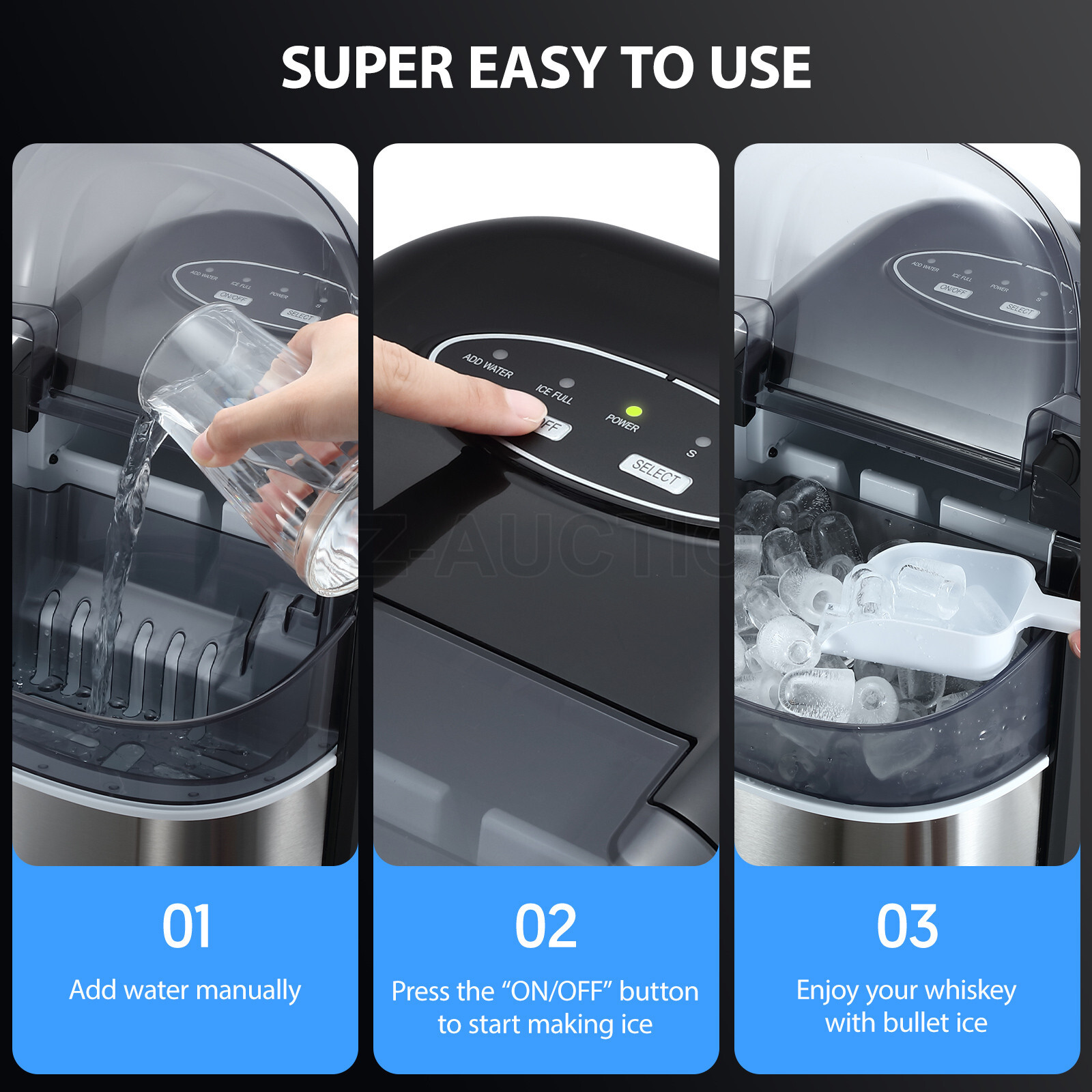 Maxkon 12KG Ice Maker Bullet Shaped Cube Making Machine Countertop Commercial eBay