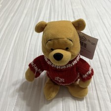 The Disney Store Winnie the Pooh Snowflake Sweater Pooh Mini Bean Bag 8"...NEW