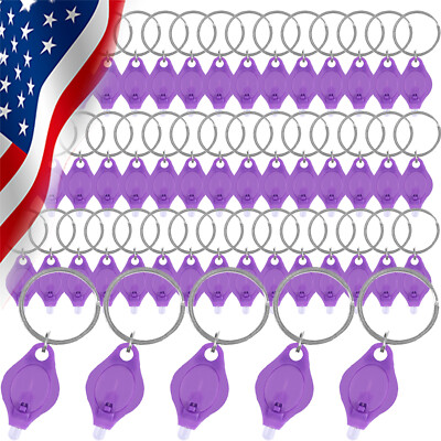 20/40PCS UV Mini Keychain LED Flashlight Portable Key Ring Light Black Light