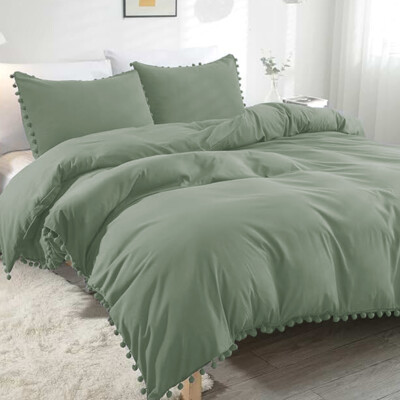 Luxury Green Quilt Doona Duvet Cover & pillowcases Soft Bedspread Bedding Set