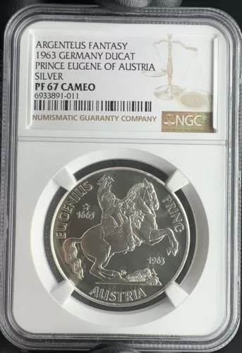 1963 Germany Silver Ducat - Prince Eugene of Austria - NGC PF67 Cameo