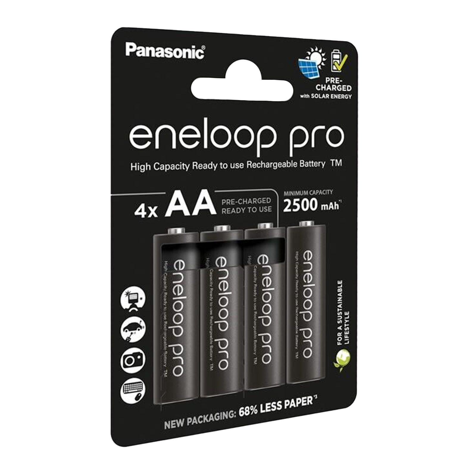4 Panasonic eneloop Pro Aa batteries Eco Ricaricabile HR6 4BL 1.2V 2500mAh Nuovo