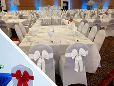 Lot of 25 White Reversible Satin Wedding Shower Party Bow Tie Chair Decor NEW 