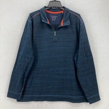 Tommy Bahama Island Zone Quarter Zip Pullover Sweatshirt Mens 2XL Blue Stretch