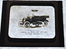 RARE Spring Valley MN Ford  Model T Dealer S Gammell Advertising Glass Slide
