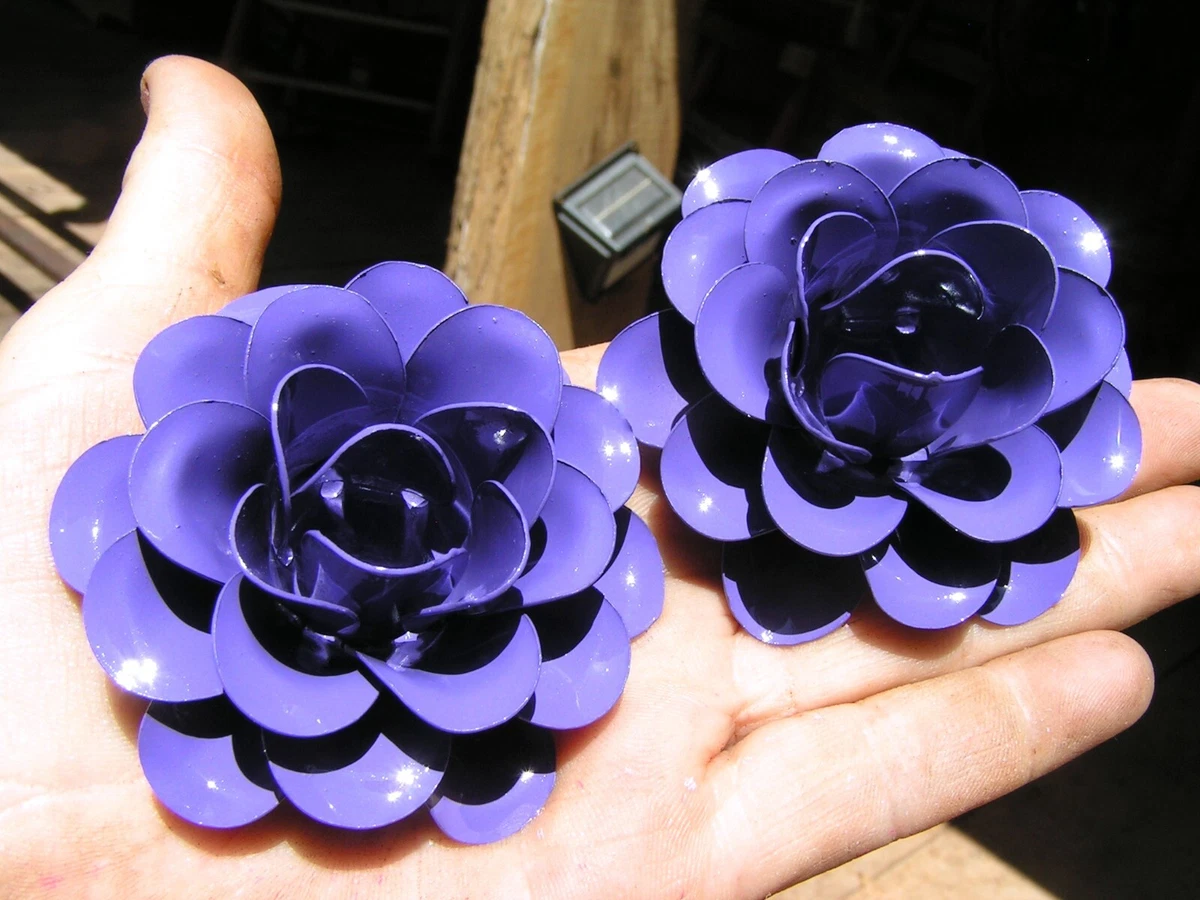 2 Large metal Lilac Roses, flowers for crafts, jewelry, embellishments,  accents