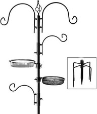 4Hook Bird Feeding Station Metal Deck Pole Wild Bird Feeder Stand Stake Prongs