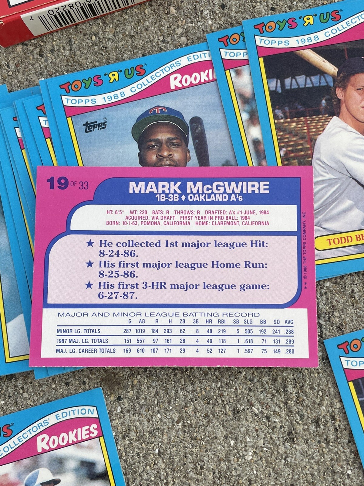 Vintage 1988 Topps Toys R Us Baseball Rookies 33 Card Box Complete Set
