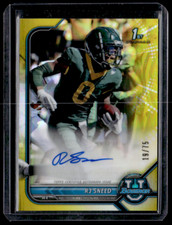 RJ Sneed  2021-22 Bowman University Chrome Prospect Yellow Refractor /75 Auto