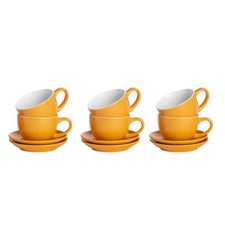 12 Piece Coloured Cappuccino Cup & Saucer Set Porcelain Tea & Coffee Cups 250ml