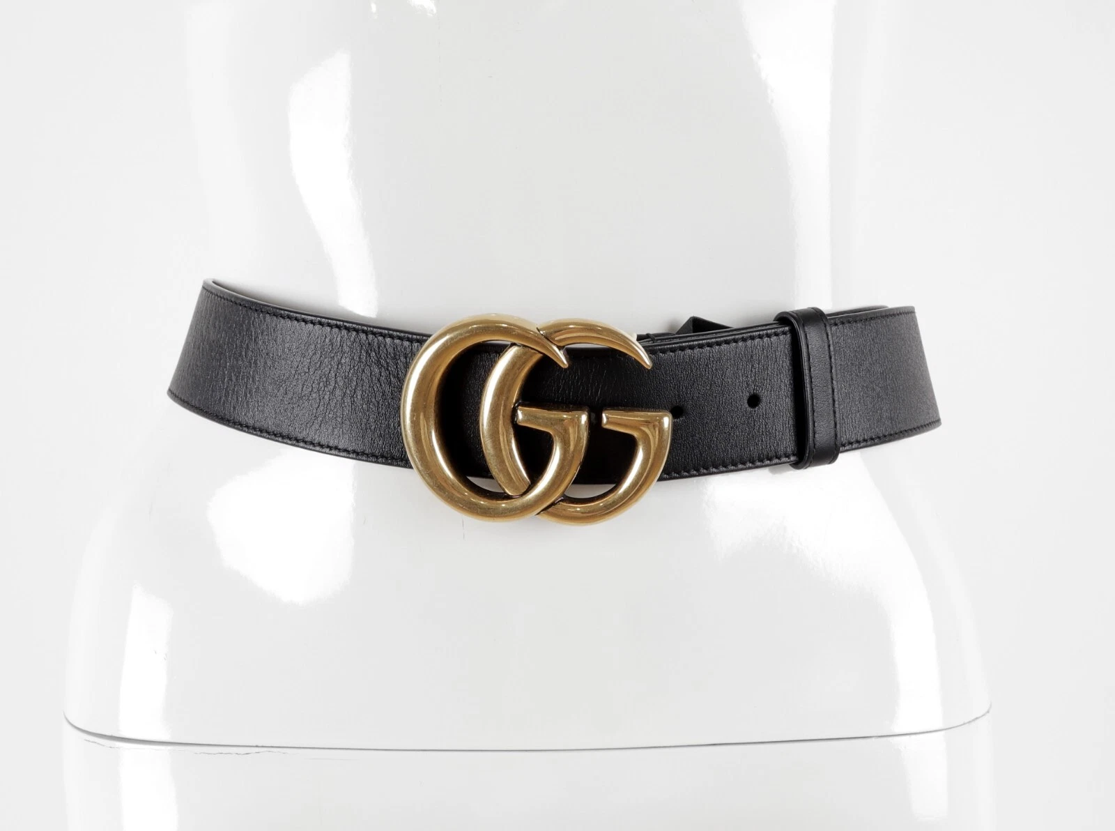 Ceinture GUCCI GG Marmont en cuir noir 4 cm taille 80 / 32
