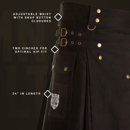 Damn Near Kilt 'Em Men's Sport Utility Kilt Heavy Duty Brown Small/Medium - Picture 3 of 7