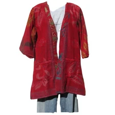Kimono Jacket|Flora|Boho|60's|Designer|3/4 Sleeve|Handloomed|Yak Wool Blend|M-L