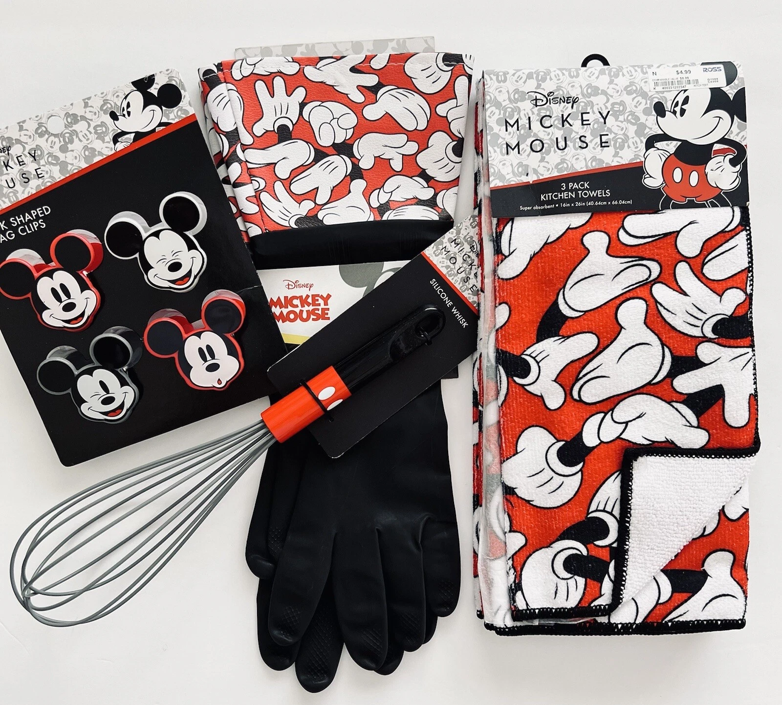 Disney Mickey Mouse Kitchen - Microfiber TOWELS + UTENSILS Set RED