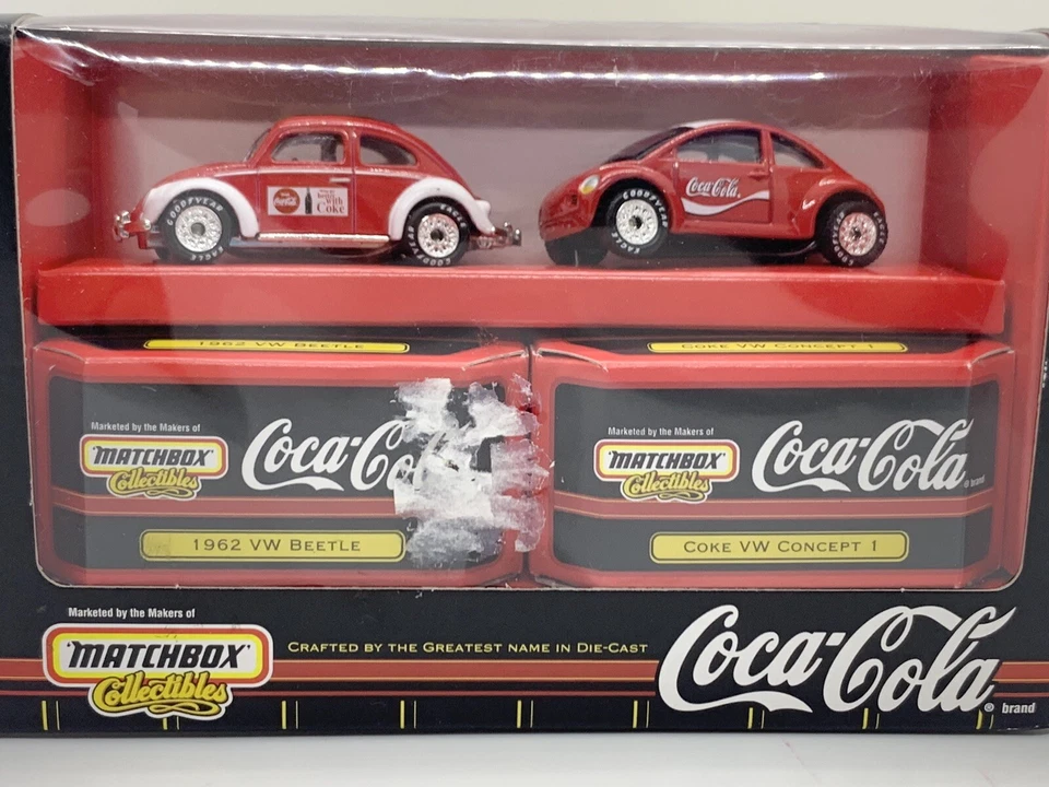 NEW 1998 Matchbox Coca Cola Diecast Red Collectible Cars VW Beetle & VW Concept - Image 2 of 4