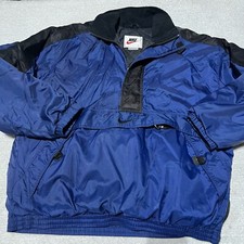 Vtg Nike Big Swoosh Logo Jacket Mens L Blue Pullover