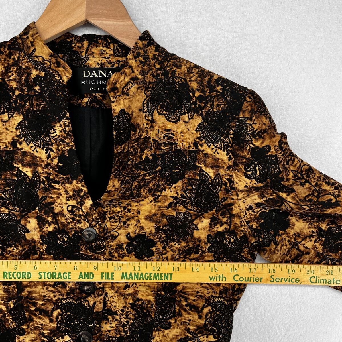 DANA BUCHMAN Jacket Womens Petite 2 Linen Silk Floral Button DANA BUCHMAN Jacket Womens Petite 2 Linen Silk Floral Button