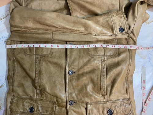 Retro Camel Brown Distressed Leather Jacket Mens Size M-L? - Picture 11 of 22