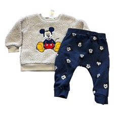 Disney Jr Mickey Mouse Sherpa Pullover  Navy Jogger Set 18 Mo