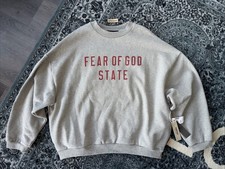 Fear of God ESSENTIALS Dark Heather Oatmeal Fleece Crew Neck Sweatshirt Size XL