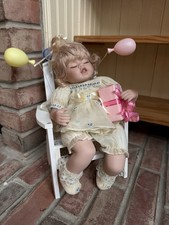 Sleeping Baby Girl Doll Blonde Curly Hair, Eyes Closed, Removable Outfit