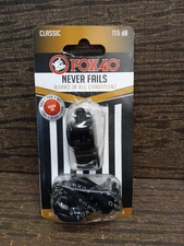Fox 40 Classic Official Referee Coach Pealess WHISTLE  115 db +Lanyard New