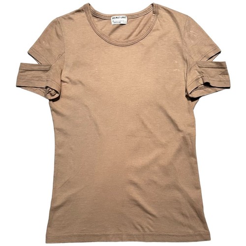 Helmut Lang, Vintage 1996's Helmut Lang Cut Out T-Shirt Size M Beige
