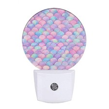 Pink Mermaid Fish Scales Night Lights Plug into Wall Dusk to Dawn LED Lightin...