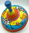 OHIO ART Tin Spin Top Cat, Mouse & Dog Vintage Toy