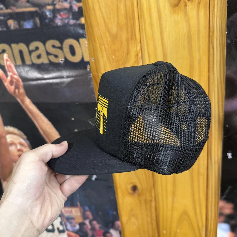 Vintage CAT Fluids Hat Cap Snap Back Black Mesh Trucker Advertising Mens 90s - Image 4 of 4