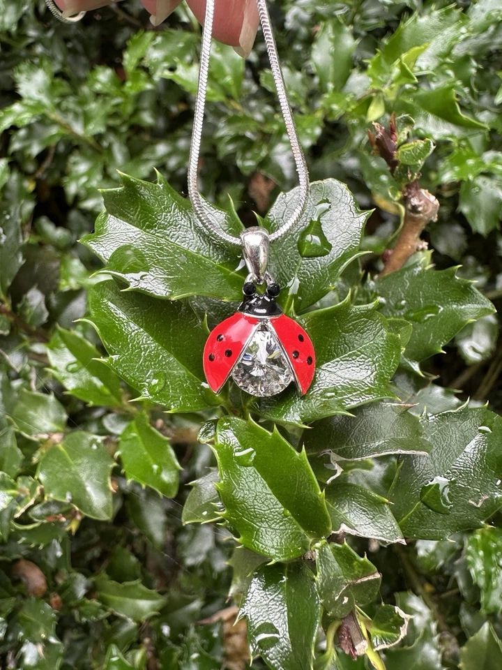 红色瓢虫施华洛世奇水晶女士虫瓢虫昆虫女孩项链 — 第 4/4 张图片