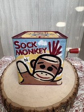 Retro Schylling Sock Monkey Tin Jack in the Box 