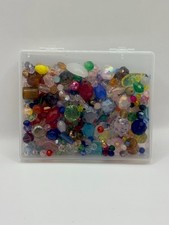 Mixed Craft Bead Lot Jewelry Making Beads Assorted Colors Shapes Storage Box