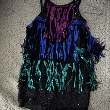 Weissman Women s Adult Dance Outfit Black with Multi-Color Sequins RN 64830