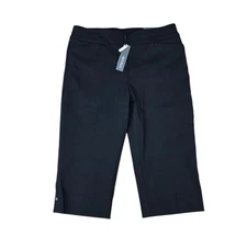 New CHICOS So Slimming Brigitte Rivet Capri Pants Black Size 4 Petite NWT
