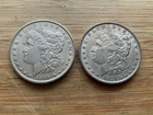 US Morgan Silver Dollars 2 coins circulated details Pre 1904 Lot TU10