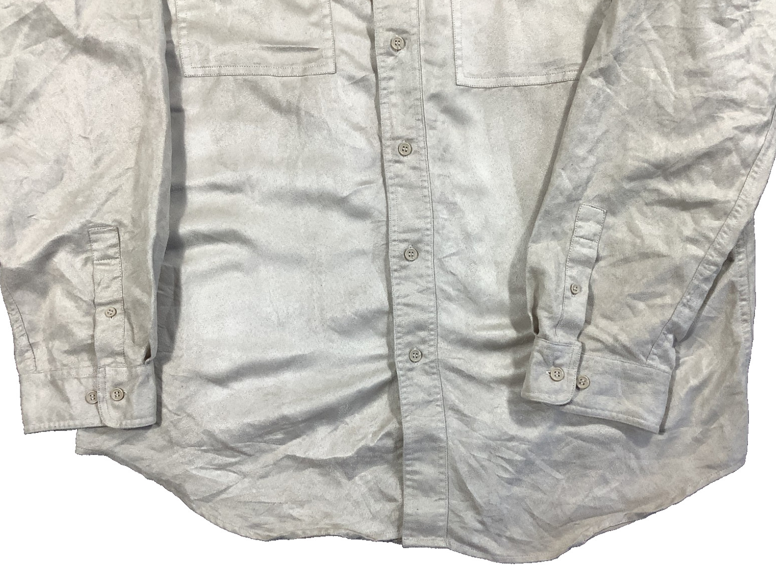 Soft Faux Suede Knightsbridge Mens Button Up Shirt Grey XL P20x image 4