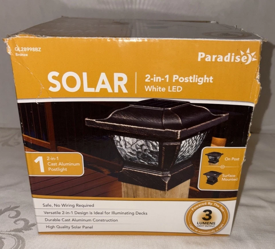 Paradise Solar Post Cap Light 4x4 Bronze LED Deck Outdoor Patio Lighting NIB - Image 2 of 4