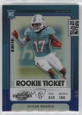 2021 Panini Contenders Optic Rookie Ticket Blue Prizm 36/99 Jaylen Waddle 8mm