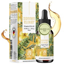 Vitamin D3 K2 Tropfen 20.000 I.E hochdosiert MK7 30ml Sonnenelixier …
