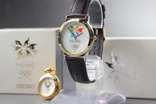 [MINT] Rare Vintage Seiko Nagano Olympic V701-1A70 , Y136-6F50 Watch From JAPAN