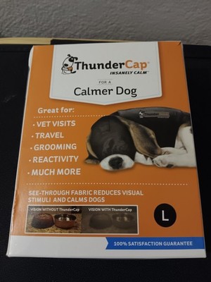 Thundershirt Thundercap for dogs. For excessive barking, anxiety, or fear. L