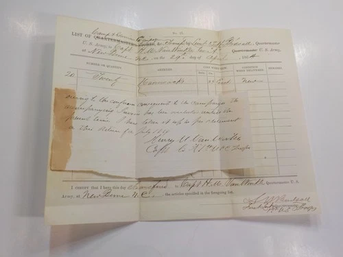 Civil War Document 1st U.S. Colored Troops 1864 New Berne North Carolina