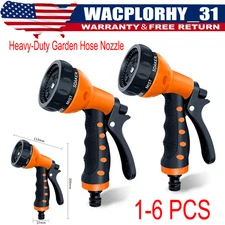 Heavy-Duty Garden Hose Nozzle - 8 Spray Patterns for Cleaning, Irrigation LOT