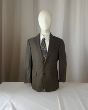 Jos A Bank Signature Collection Mens 38 S Brown Gingham Plaid Wool Blazer Jacket