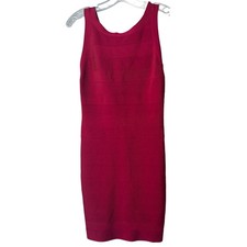 Bebé Bandage Red Dress Medium Bodycon Stretch Knee Length Sleeveless Party Club