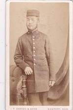 CDV PHOTO.  BEARDED MAN IN UNIFORM/CAP BY  J.T. DANDO @ SONS, NEWPORT, MON
