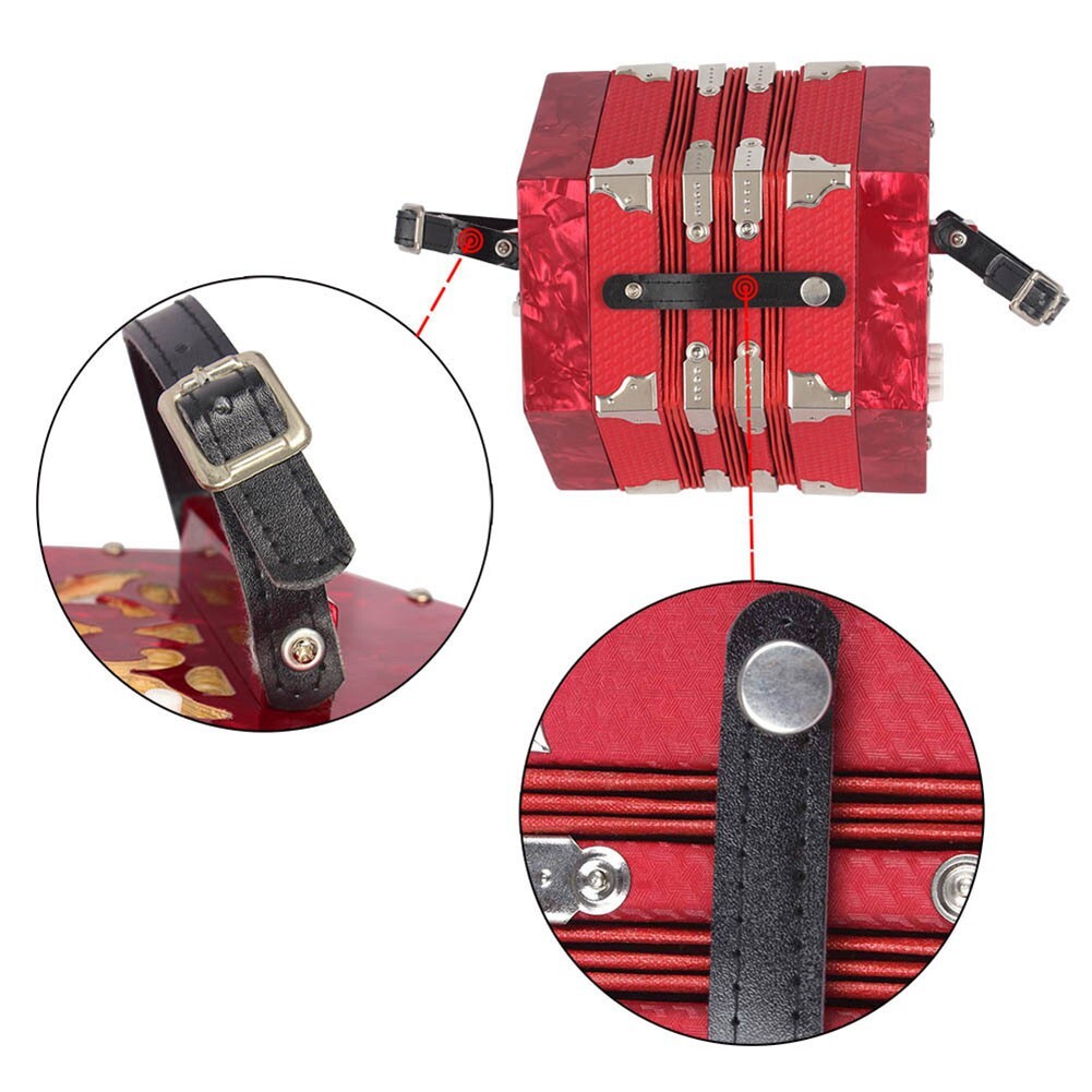 Versatile Concertina Accordion 20 Button Keys 40 Reeds Adjustable