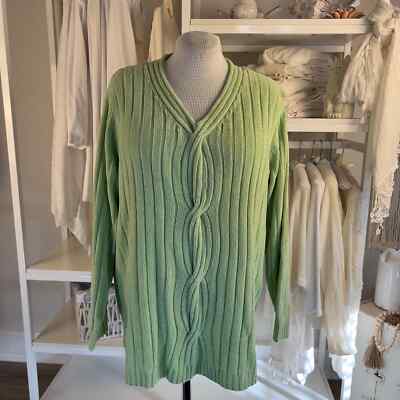 Classic Elements plus size 20/22 tunic length green super soft sweater #1942